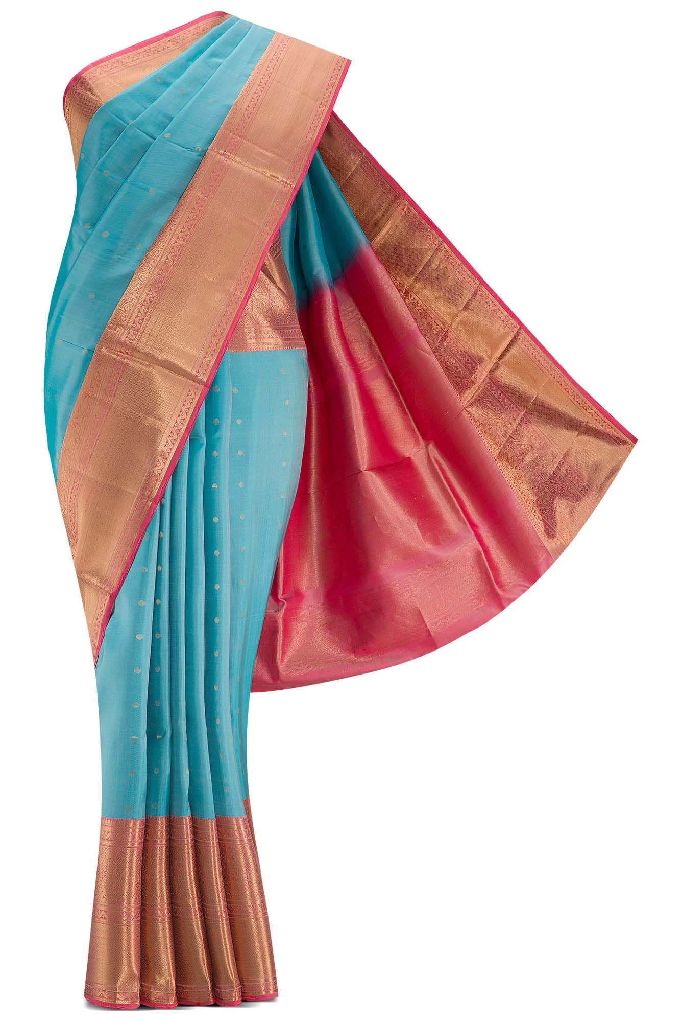 Sky Blue Dual Tone Soft Silk Saree