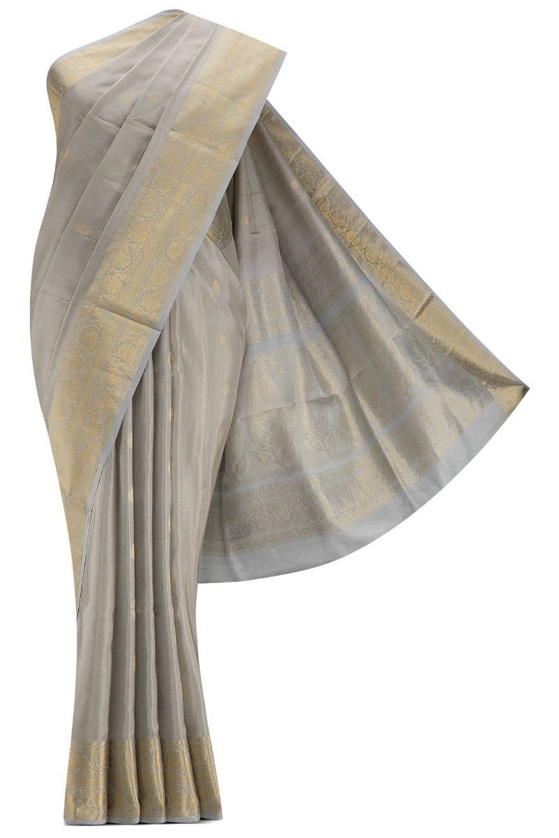 Grey Dual Tone Soft Silk Saree