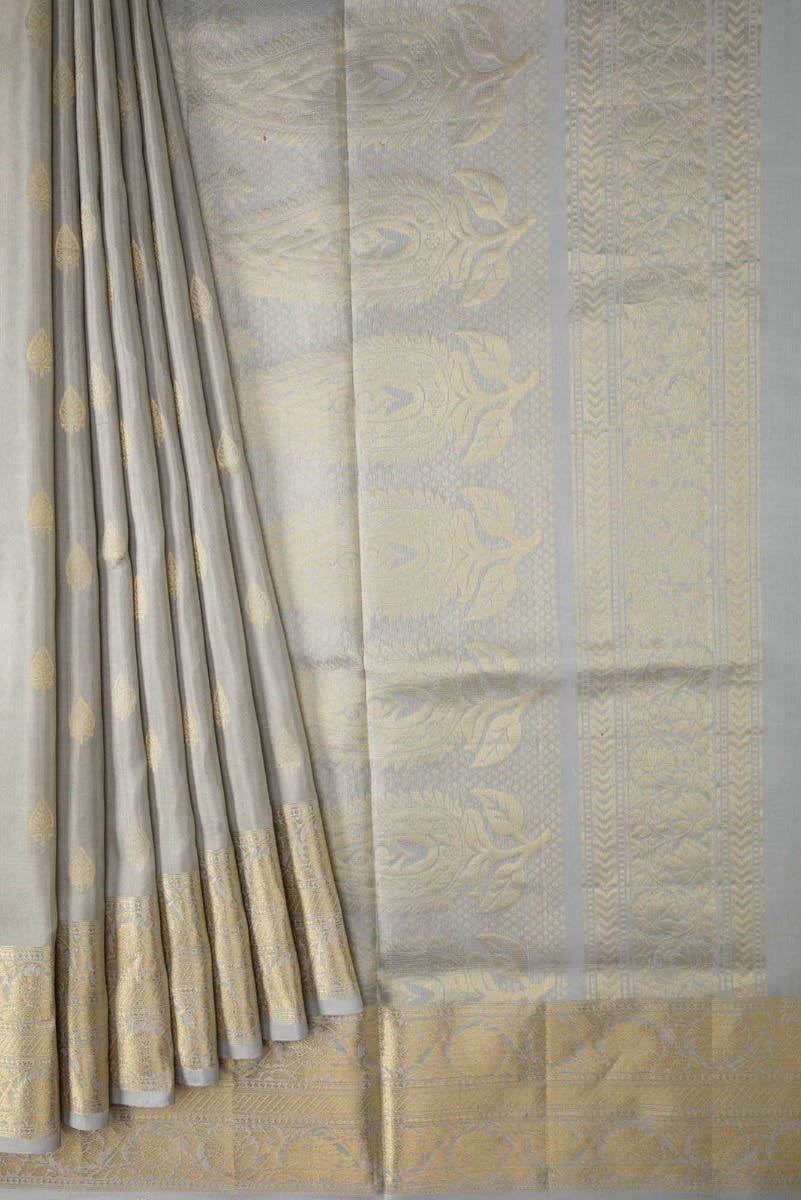 Grey Dual Tone Soft Silk Saree