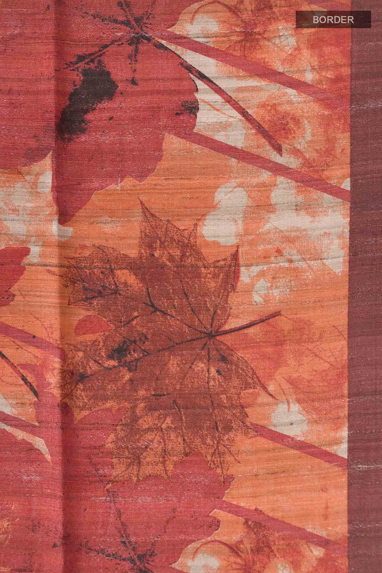 Red Tussar Silk Saree