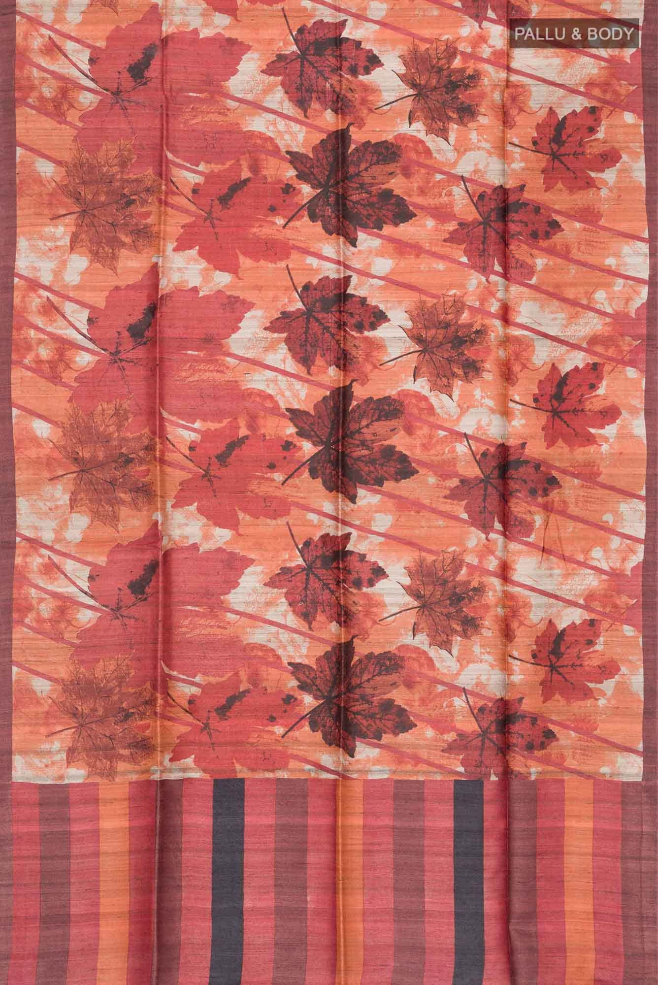 Red Tussar Silk Saree