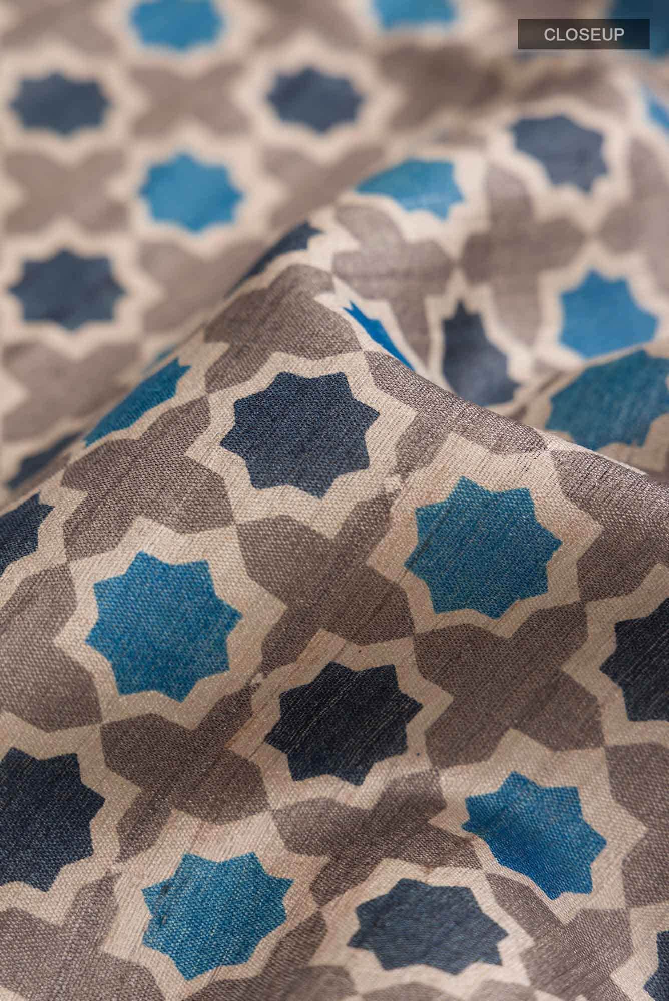 Grey Tussar Silk Saree