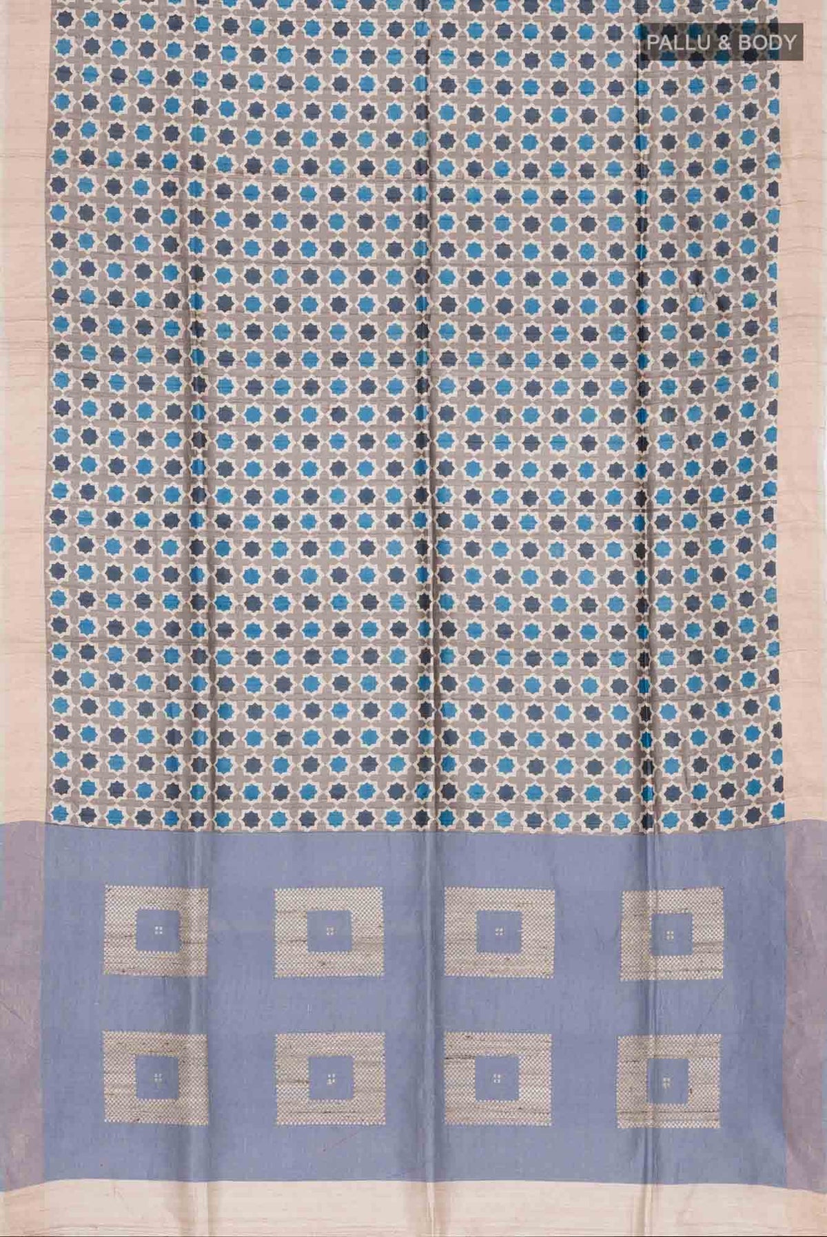 Grey Tussar Silk Saree