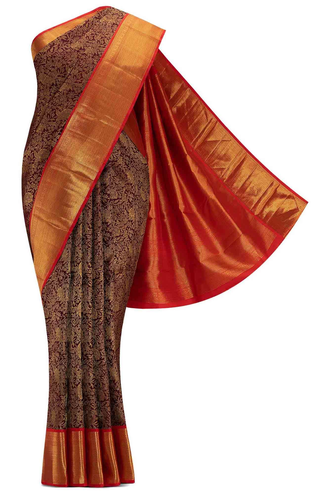 Maroon Dual Tone Kanchipuram Silk Saree