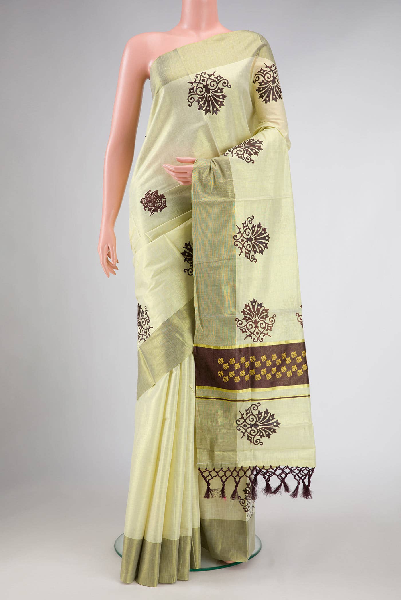 Gold Dual Tone Kerala Cotton Saree