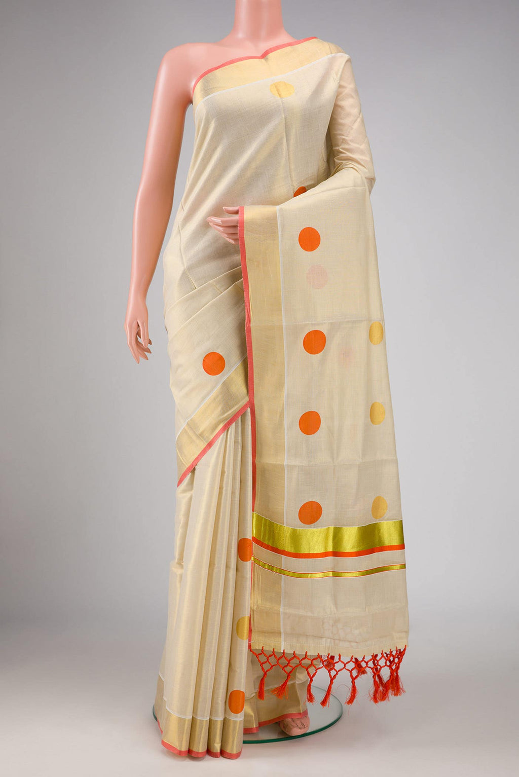 Sandal Dual Tone Kerala Cotton Saree