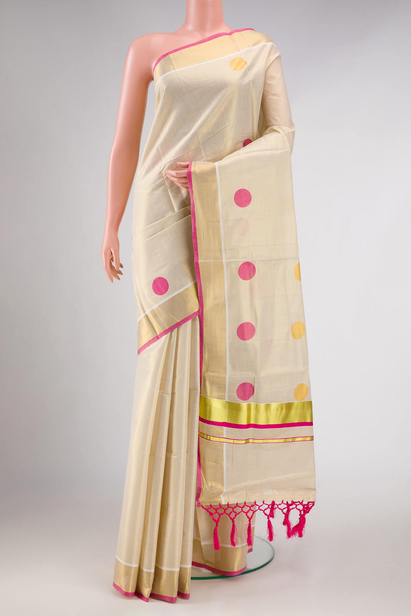 Gold Dual Tone Kerala Cotton Saree
