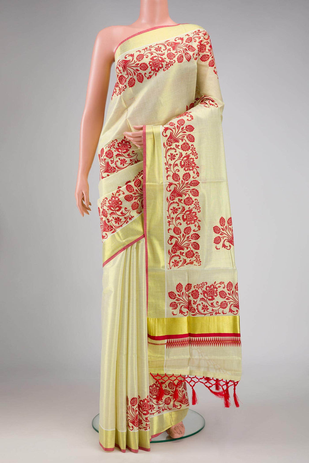 Sandal Dual Tone Kerala Cotton Saree