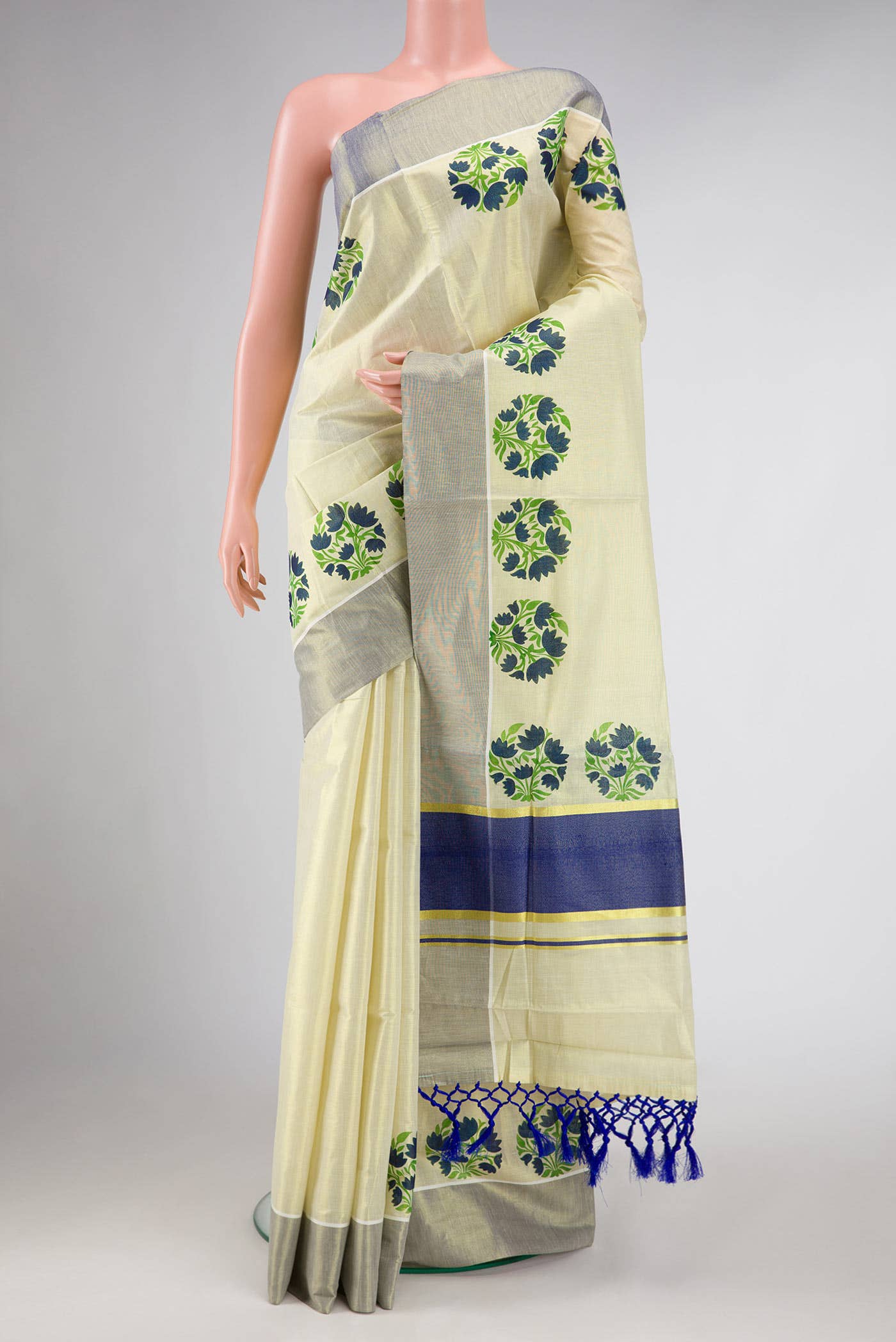 Sandal Dual Tone Kerala Cotton Saree