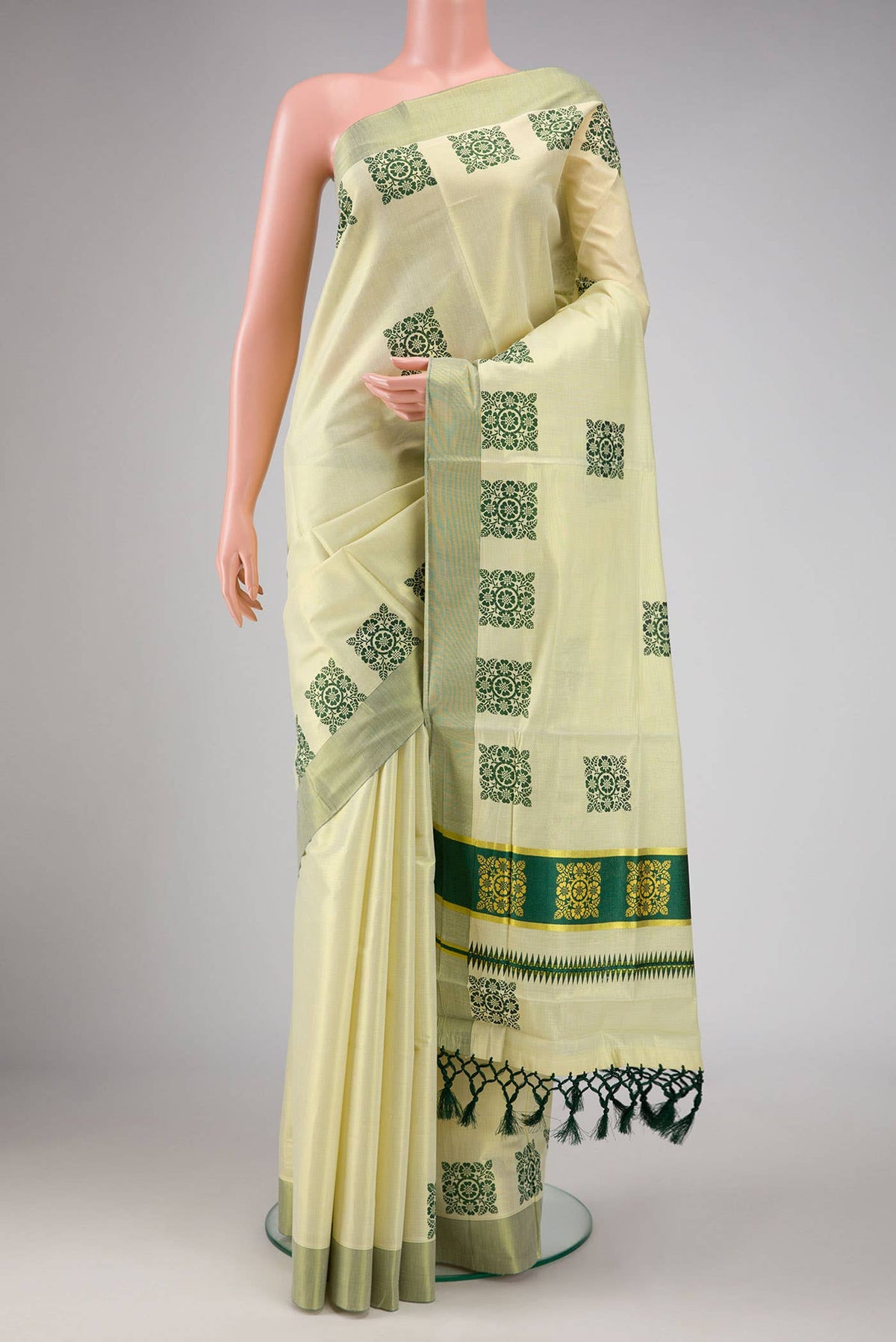 Sandal Dual Tone Kerala Cotton Saree
