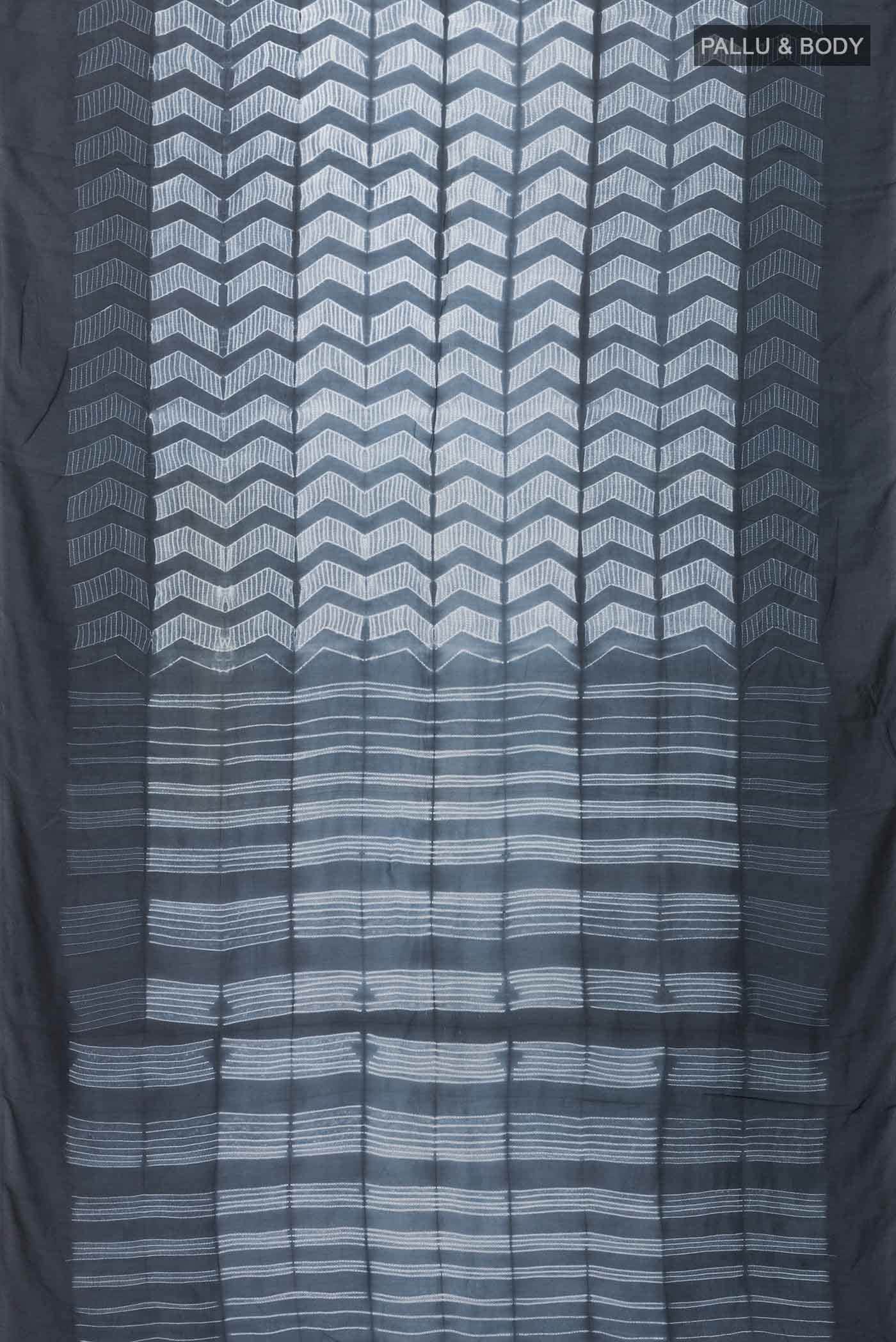Grey Tussar Silk Saree