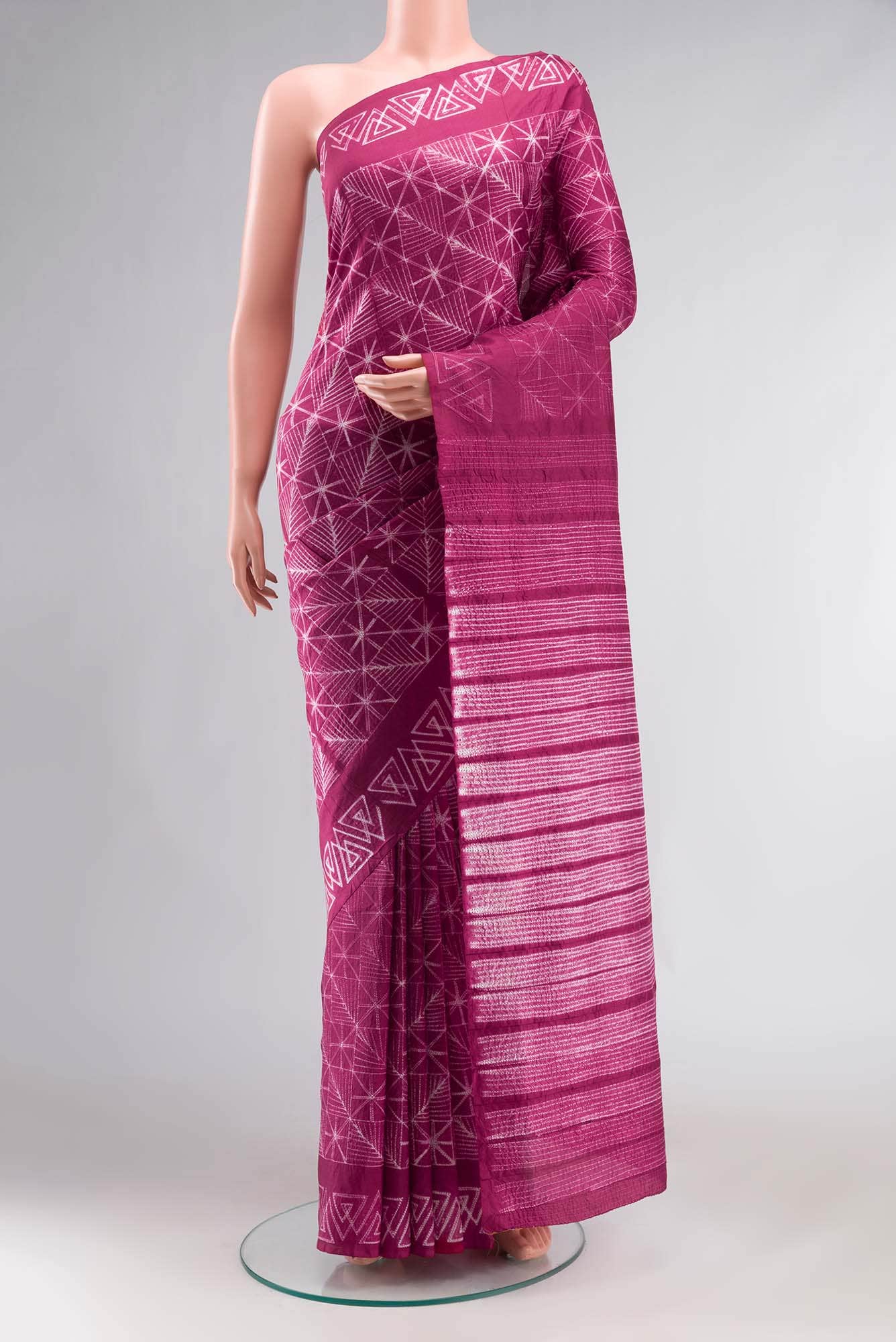 Maroon Printed Silk Saree