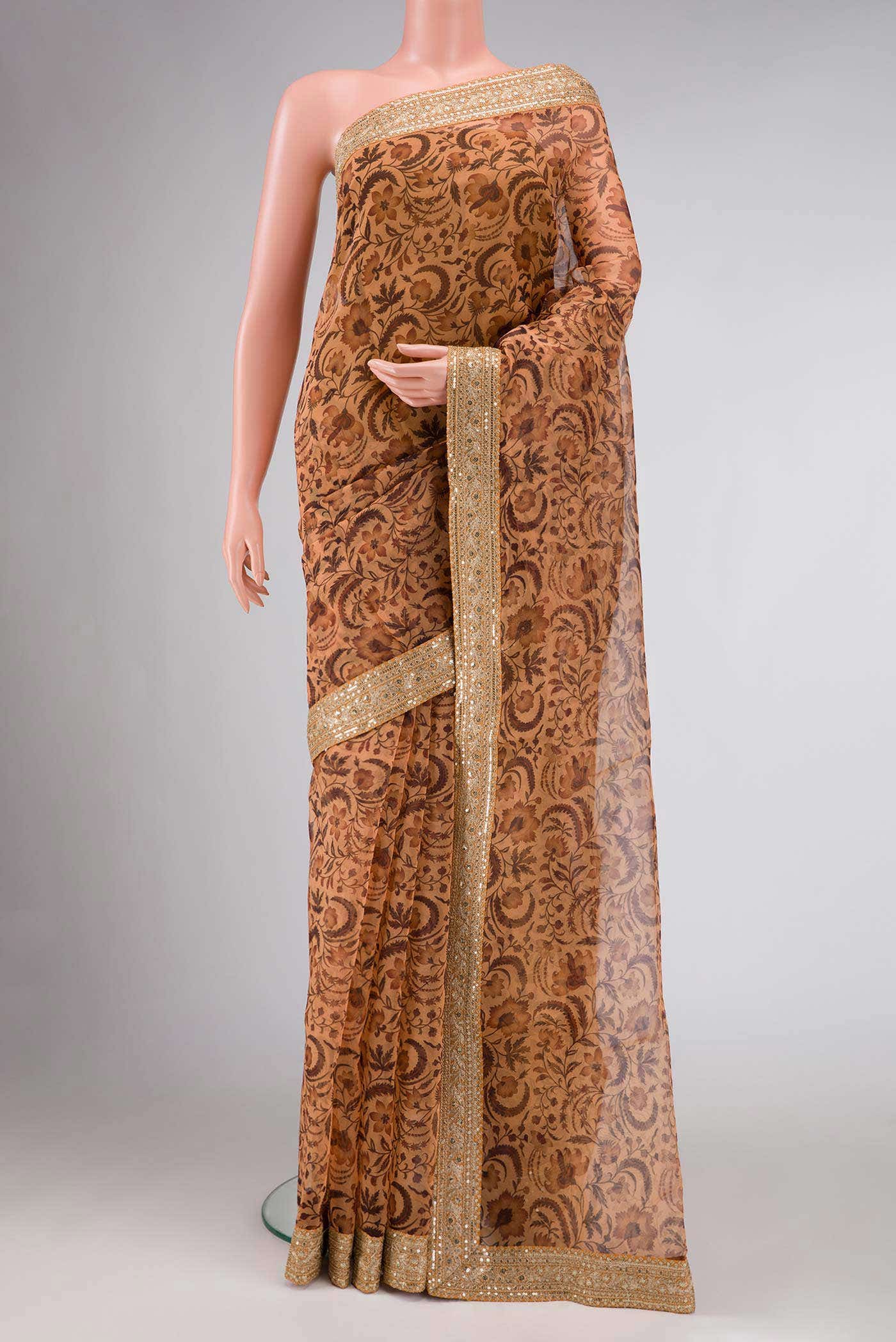 Mustard Dual Tone Organza Silk Saree