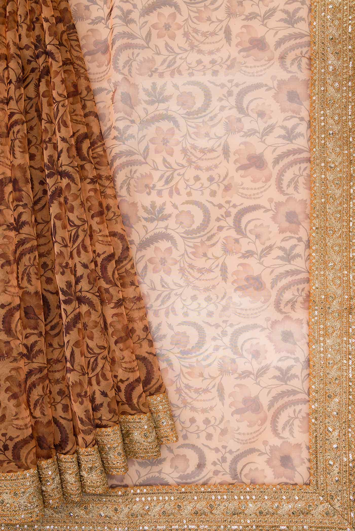 Mustard Dual Tone Organza Silk Saree