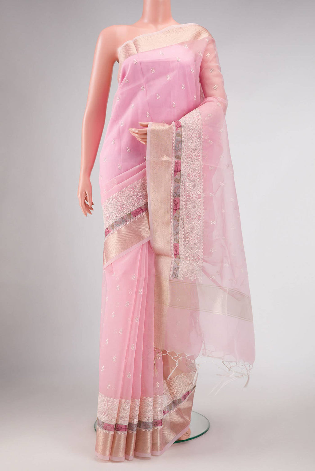 Pink Organza Silk Saree