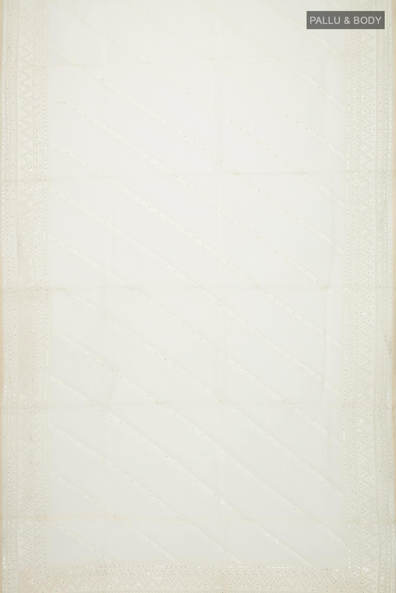 Cream Organza Silk Saree