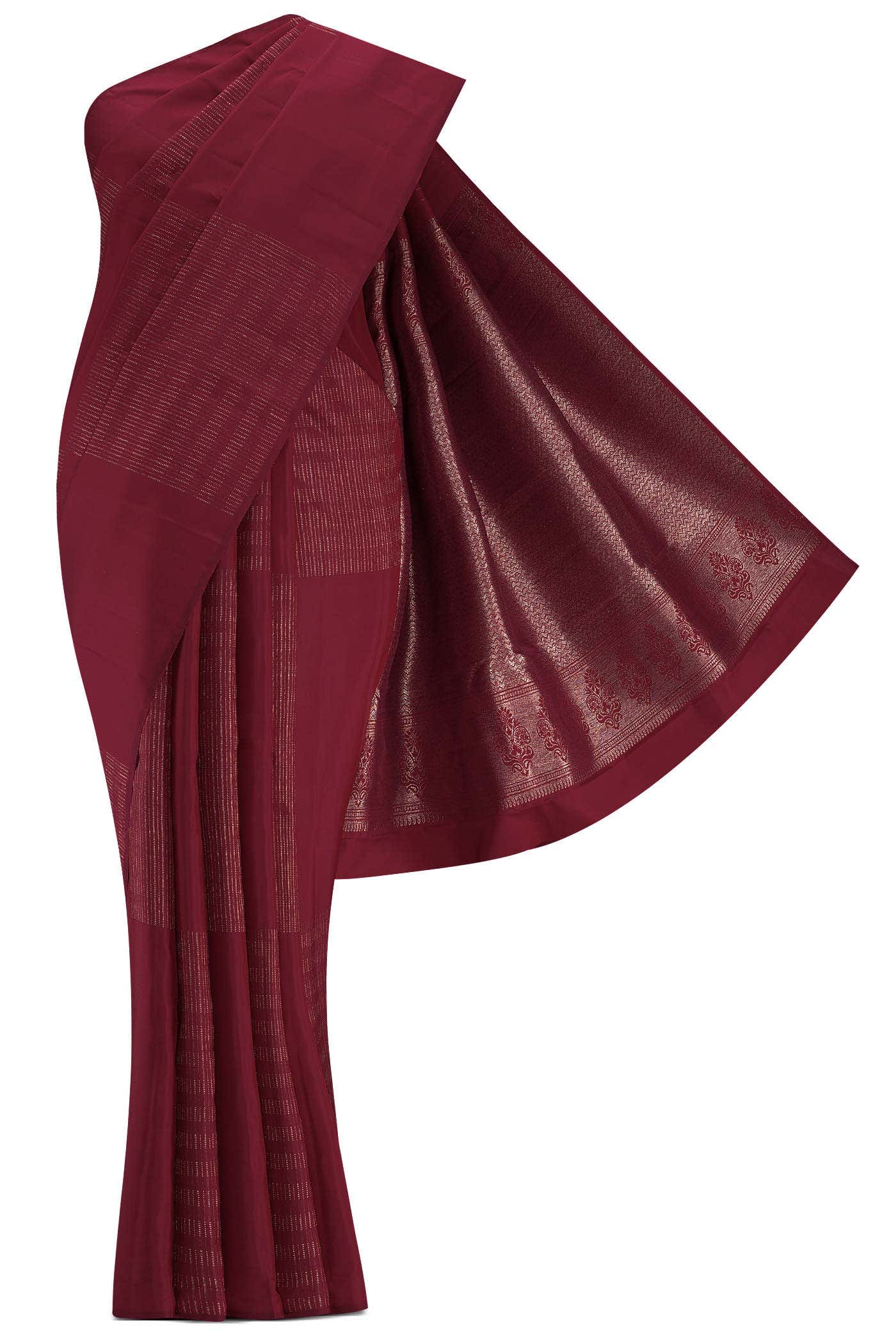 Maroon Dual Tone Kanchipuram Silk Saree