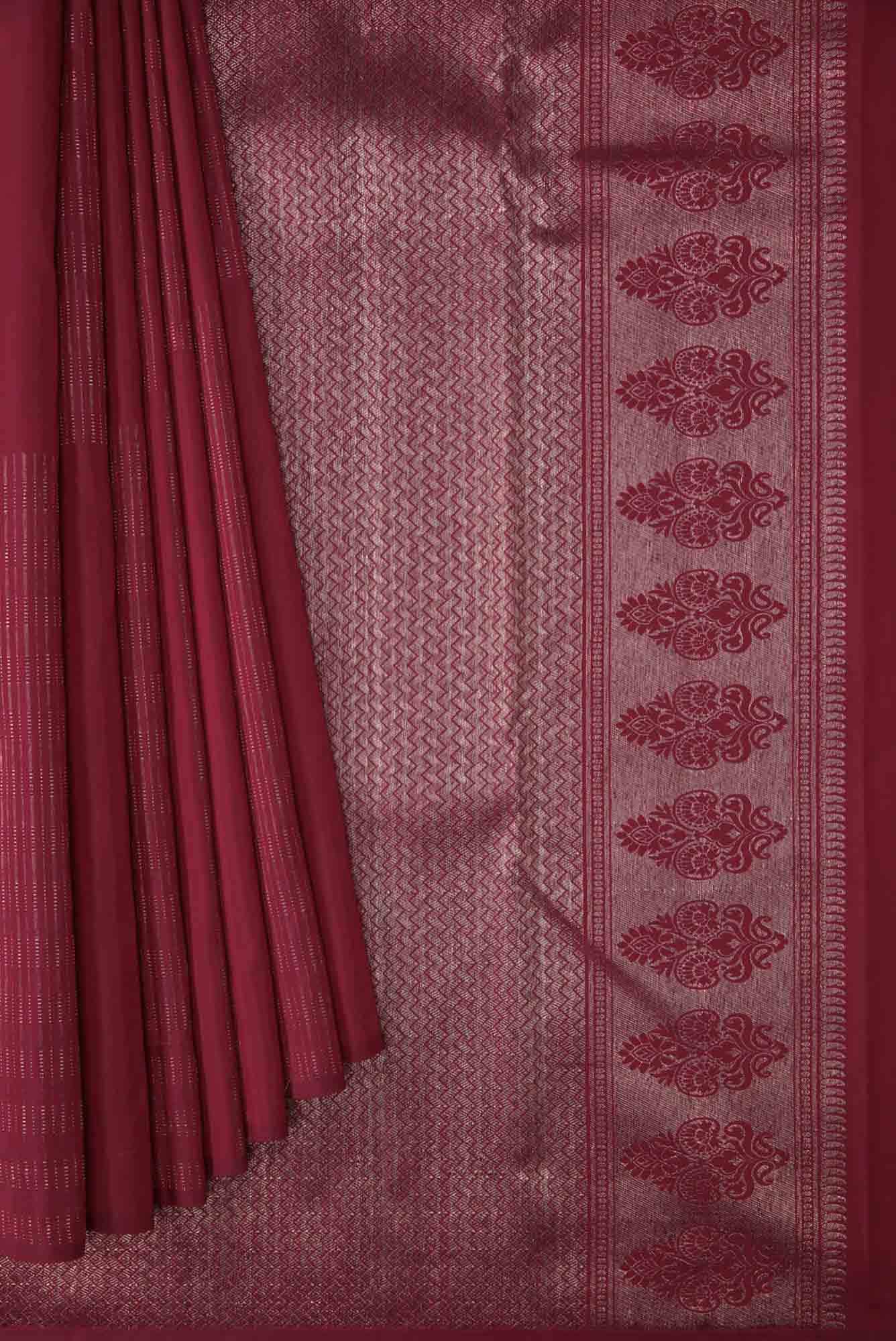 Maroon Dual Tone Kanchipuram Silk Saree