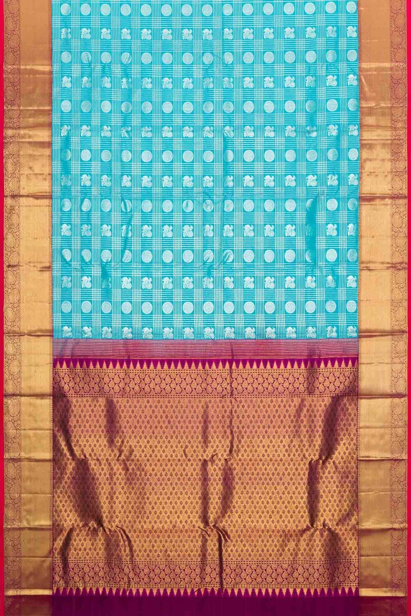 Sky Blue Dual Tone Kanchipuram Silk Saree