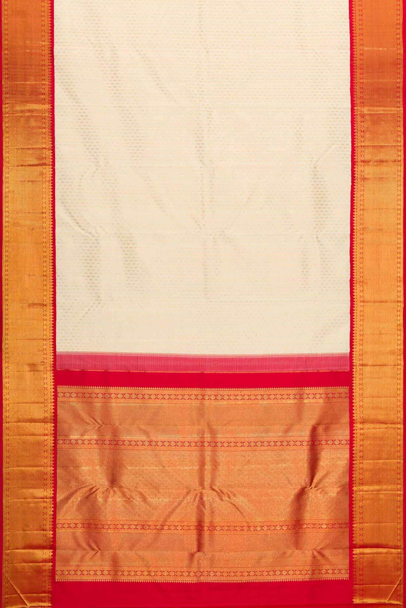 Pure Silk Pure Zari Off White Dual Tone Kanchipuram Saree