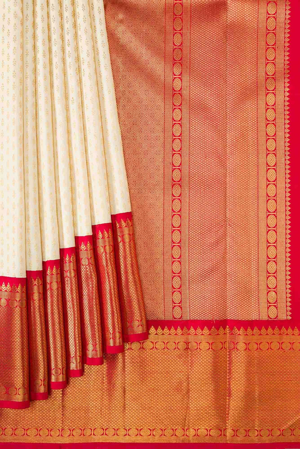Pure Silk Pure Zari Off White Dual Tone Kanchipuram Saree