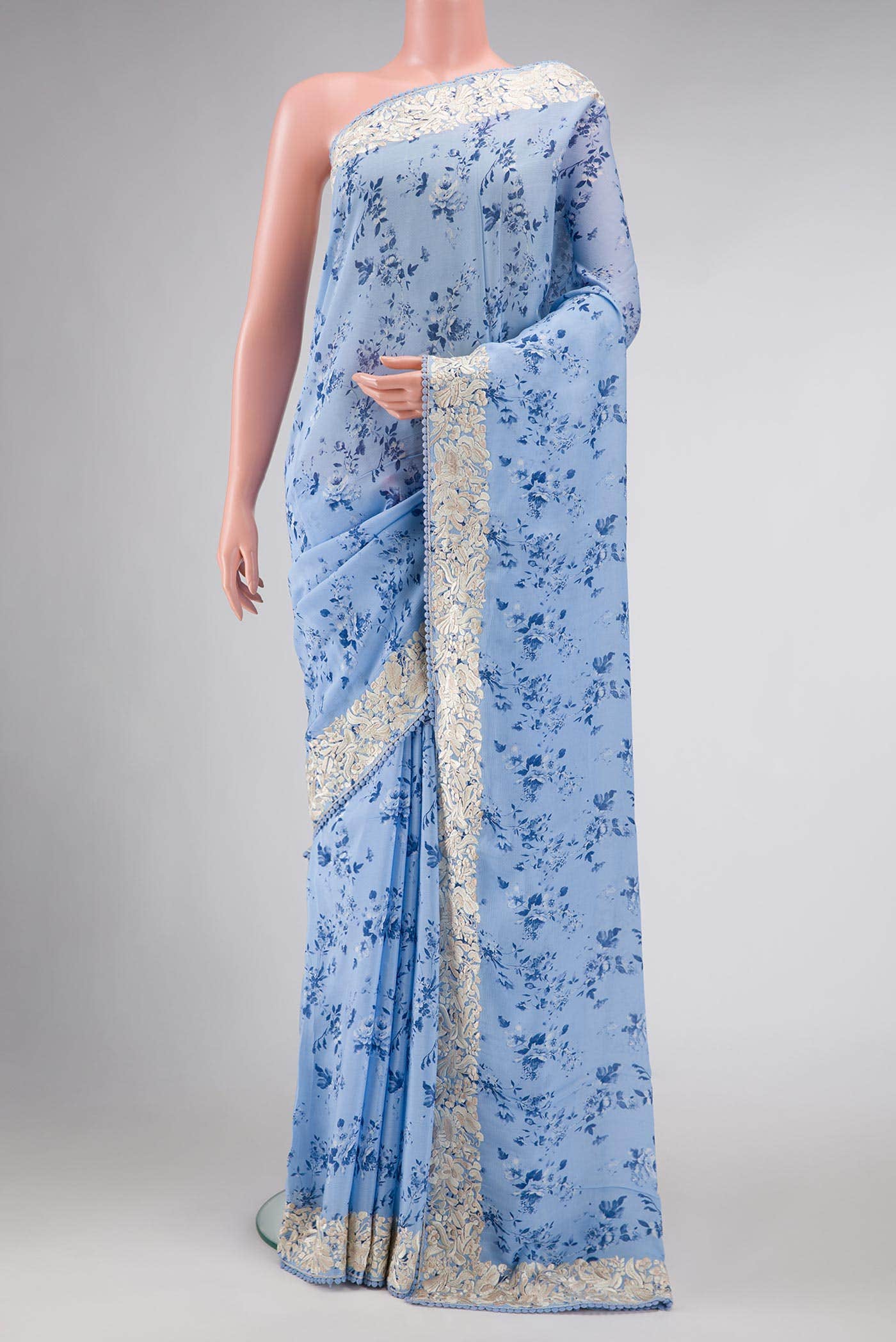 Blue Dual Tone Mysore Georgette Saree