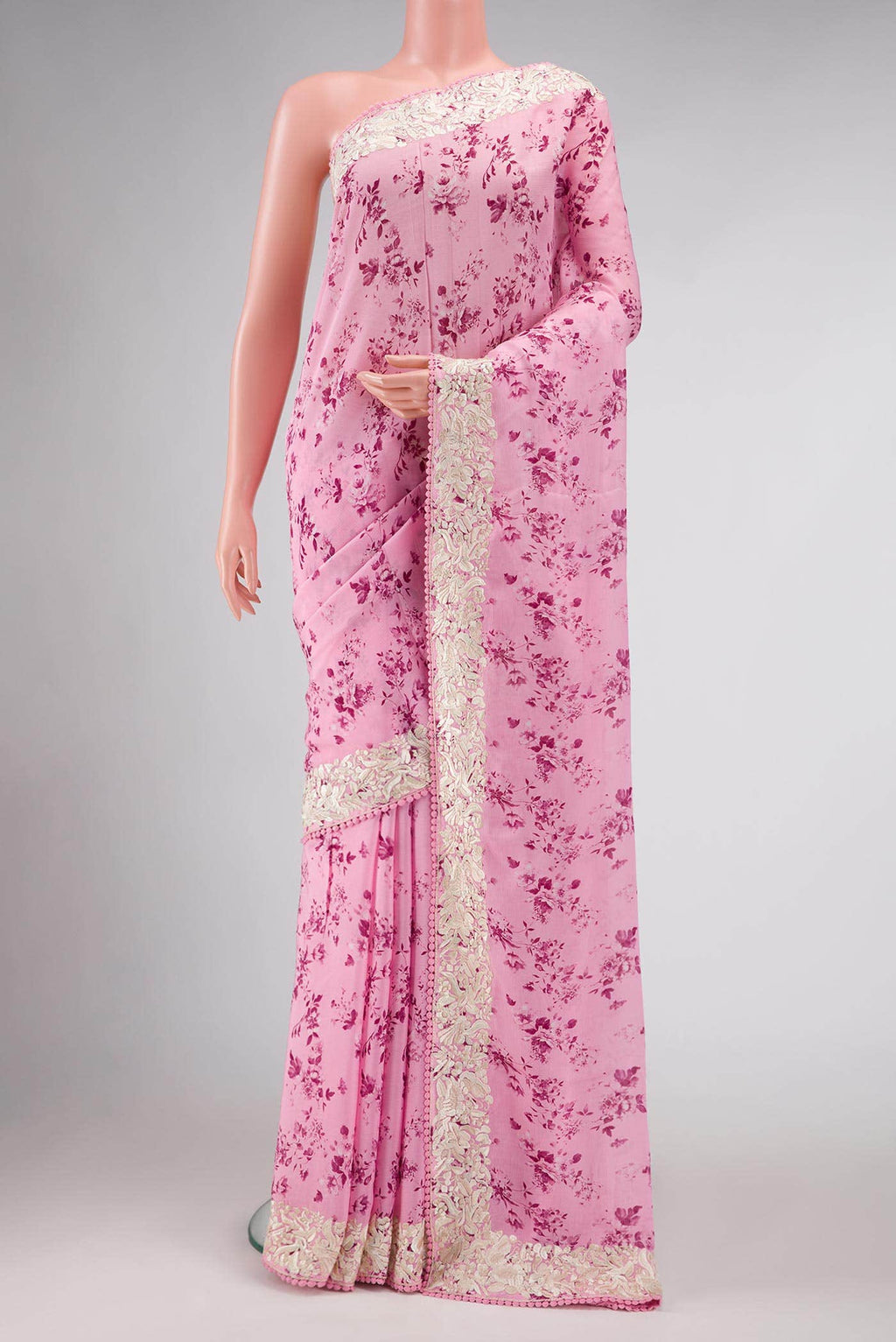Pink Dual Tone Mysore Georgette Saree