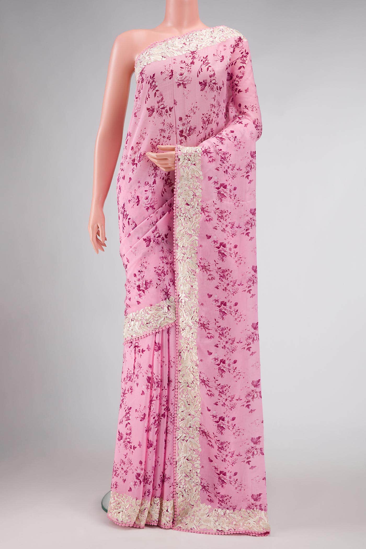 Pink Dual Tone Mysore Georgette Saree