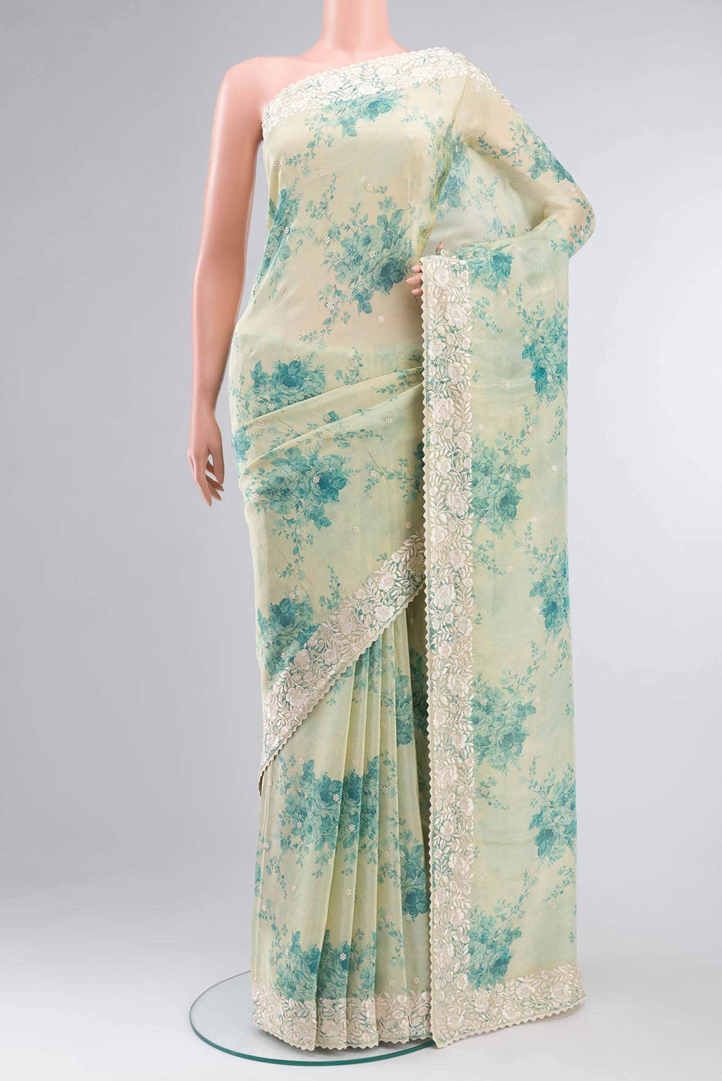 Lemon Yellow Blended Crepe Saree
