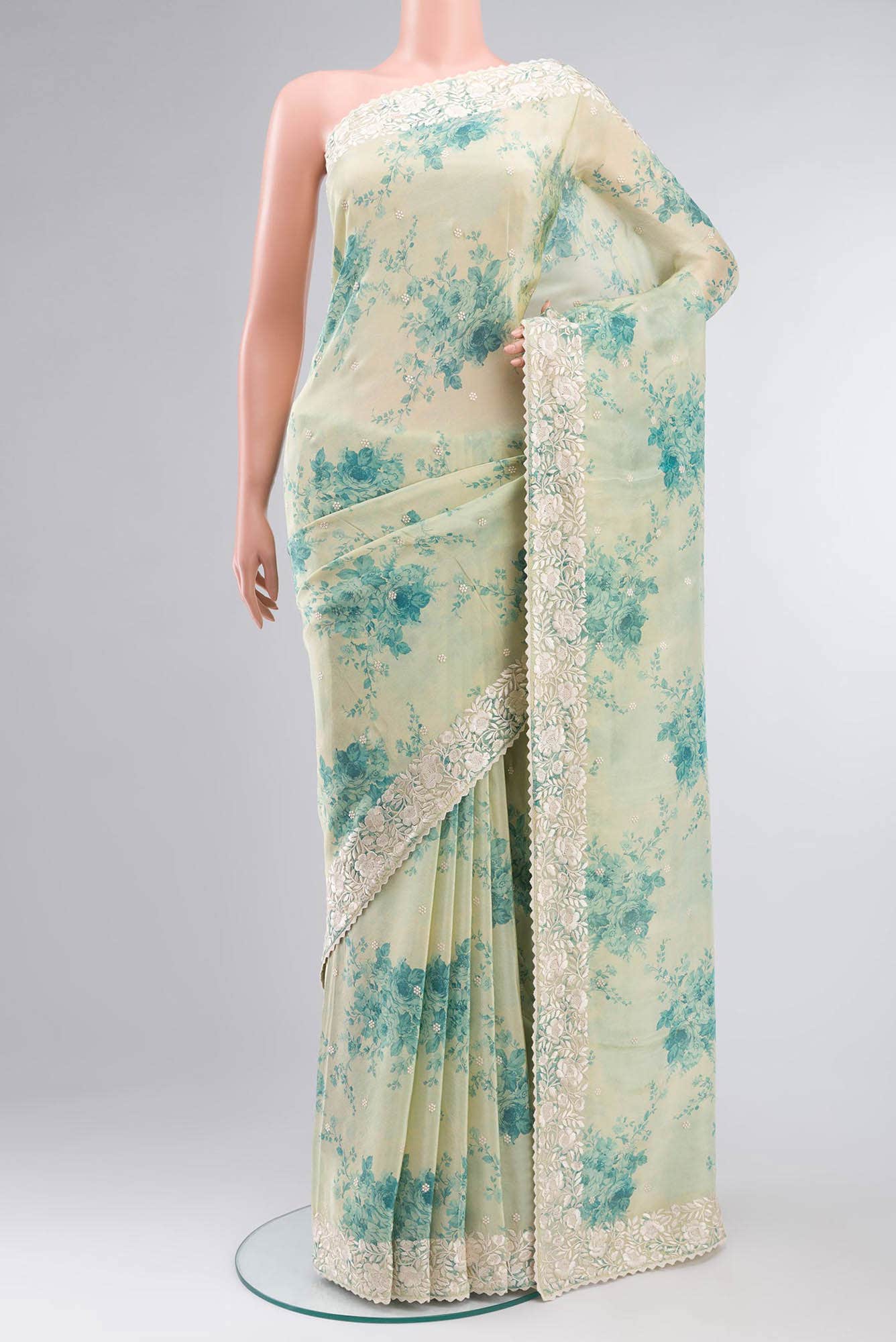 Lemon Yellow Blended Crepe Saree