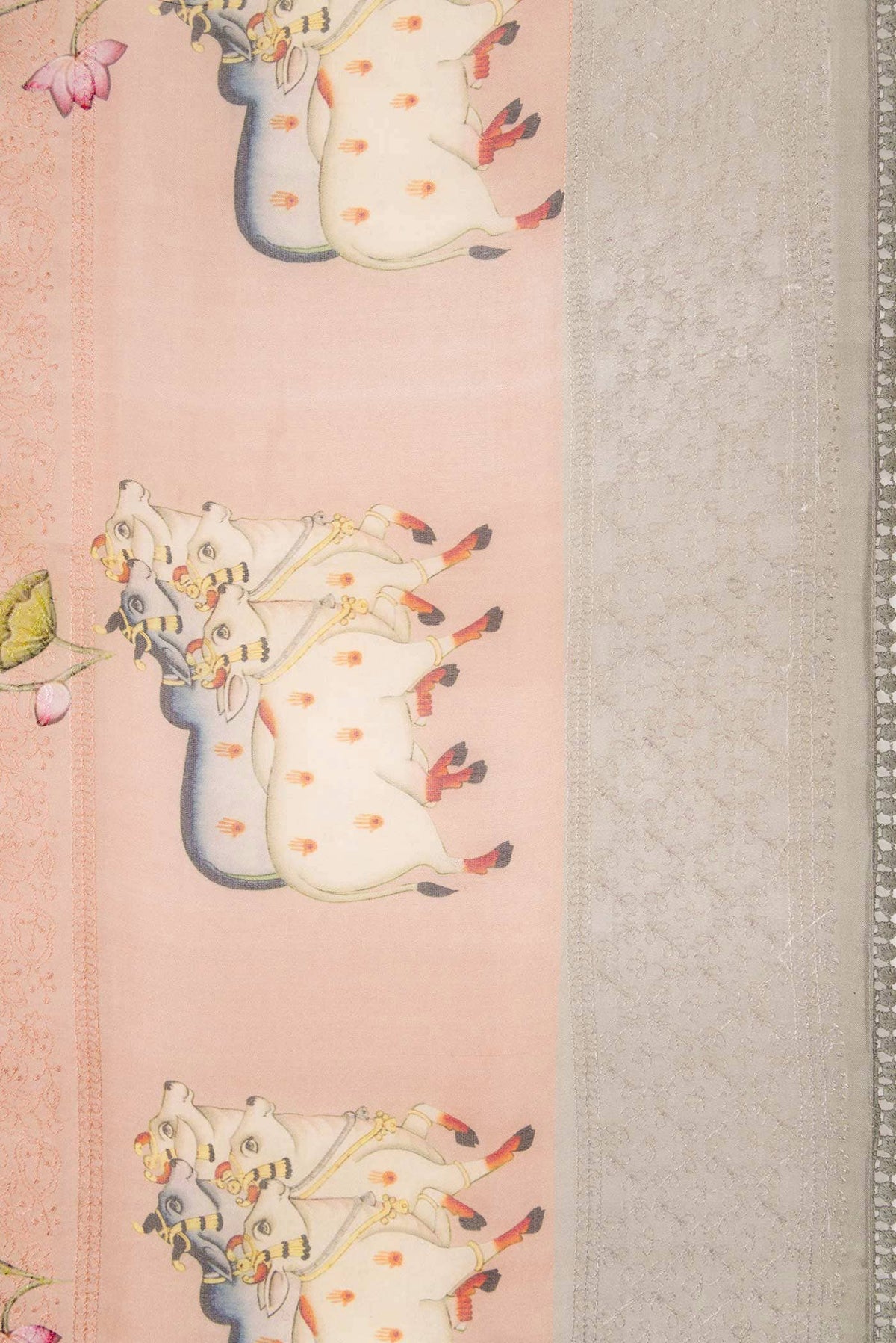 Rose Gold Organza Silk Saree