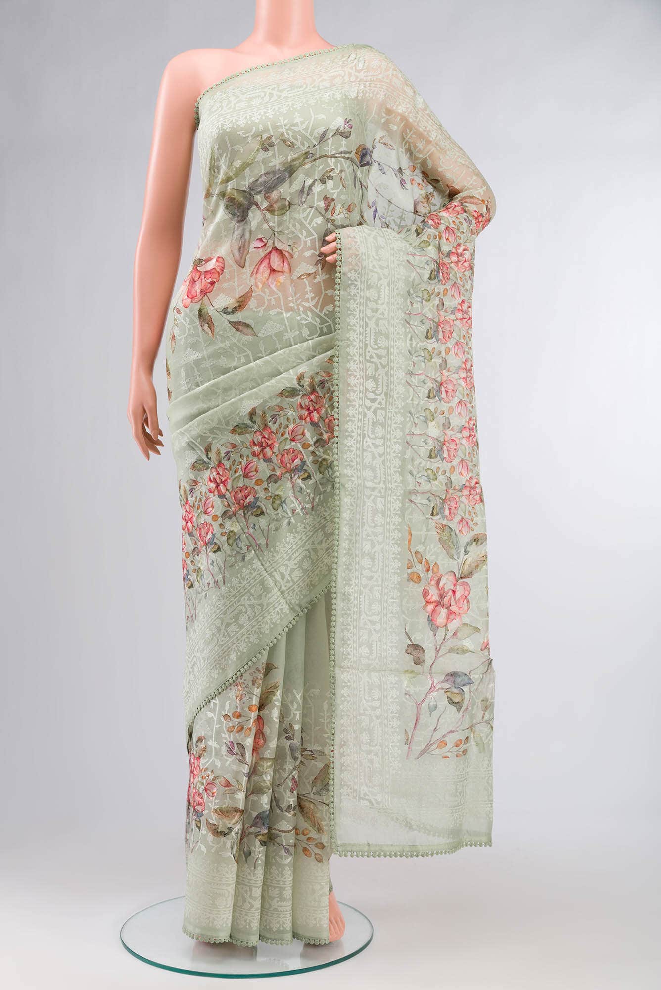 Light Green Organza Silk Saree