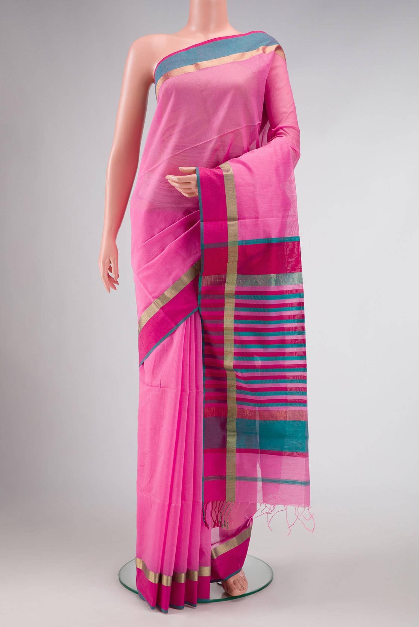 Pink Blended Chanderi Silk Saree