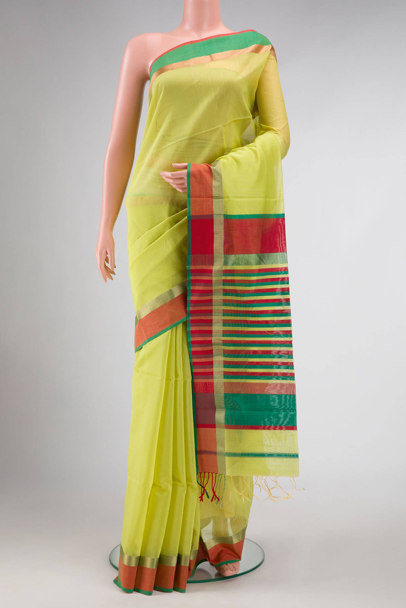 Lemon Yellow Blended Chanderi Silk Saree