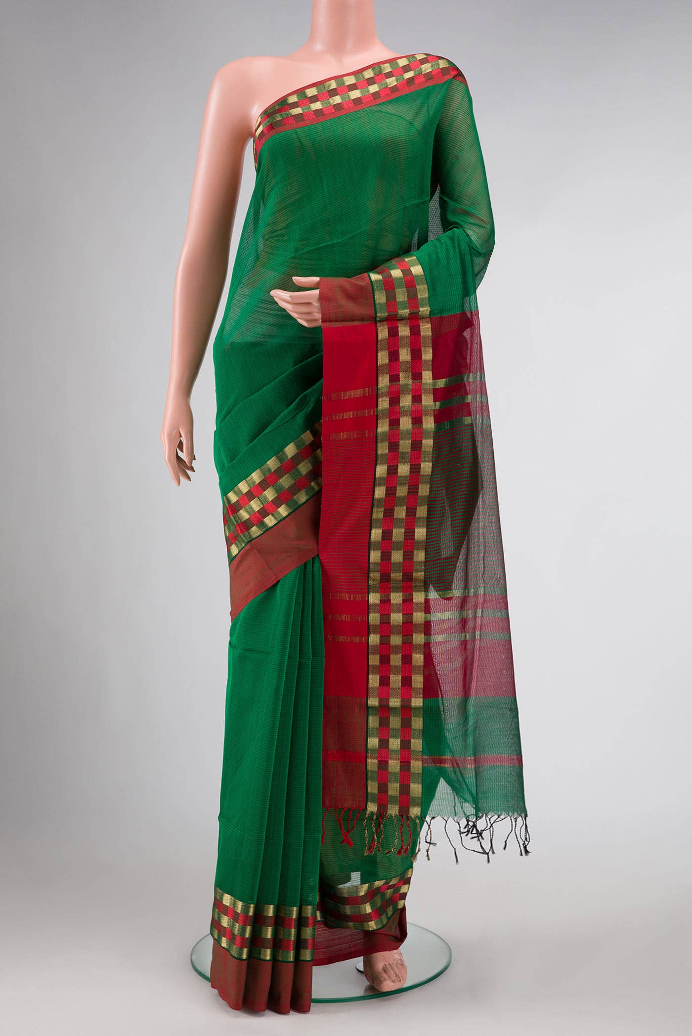 Green Dual Tone Blended Chanderi Silk Saree