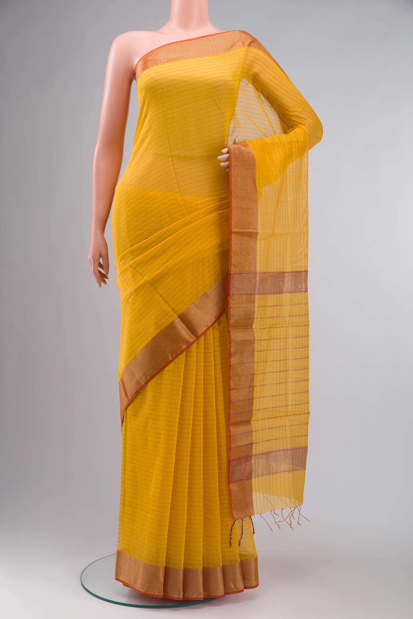 Yellow Chanderi Silk Saree