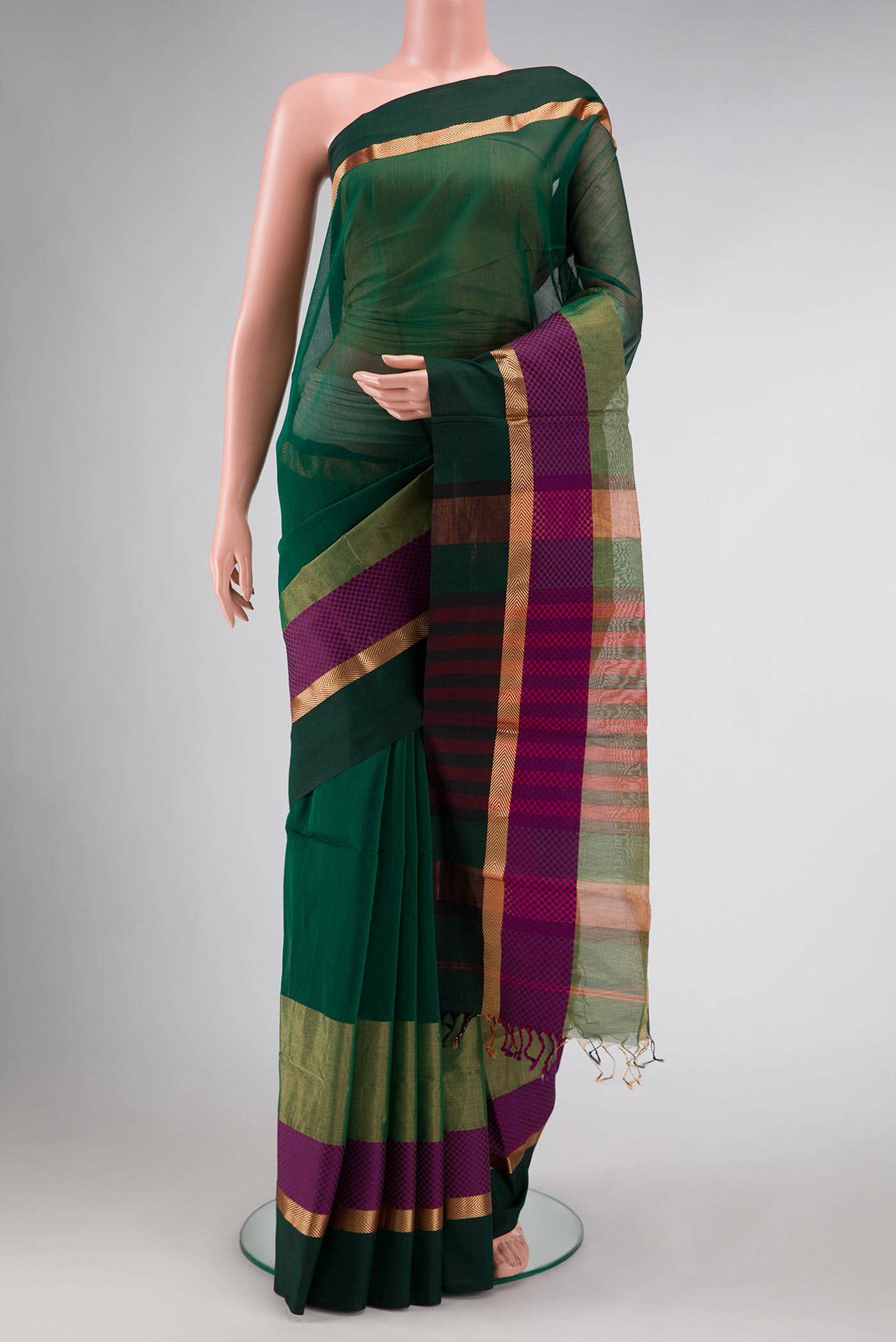 Green Dual Tone Blended Chanderi Silk Saree