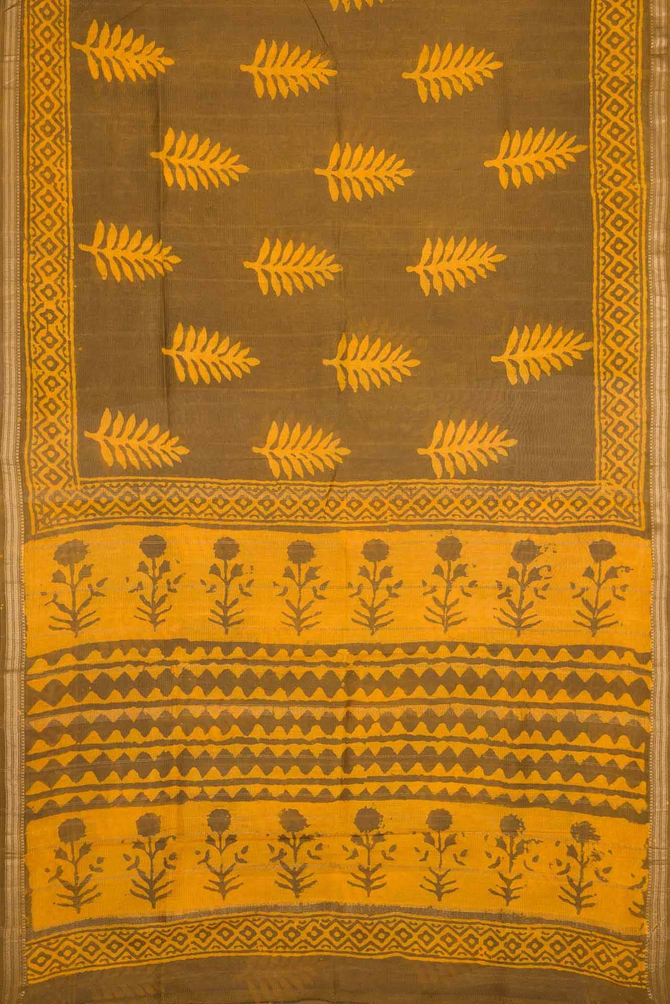 Mehandi Green Dual Tone Blended Chanderi Silk Saree