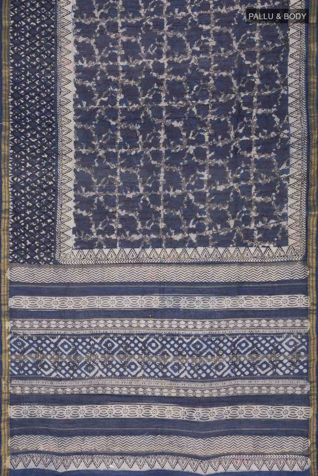Grey Maheshwari Silk Cotton Saree