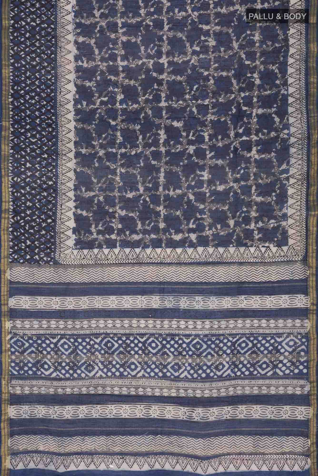 Grey Maheshwari Silk Cotton Saree