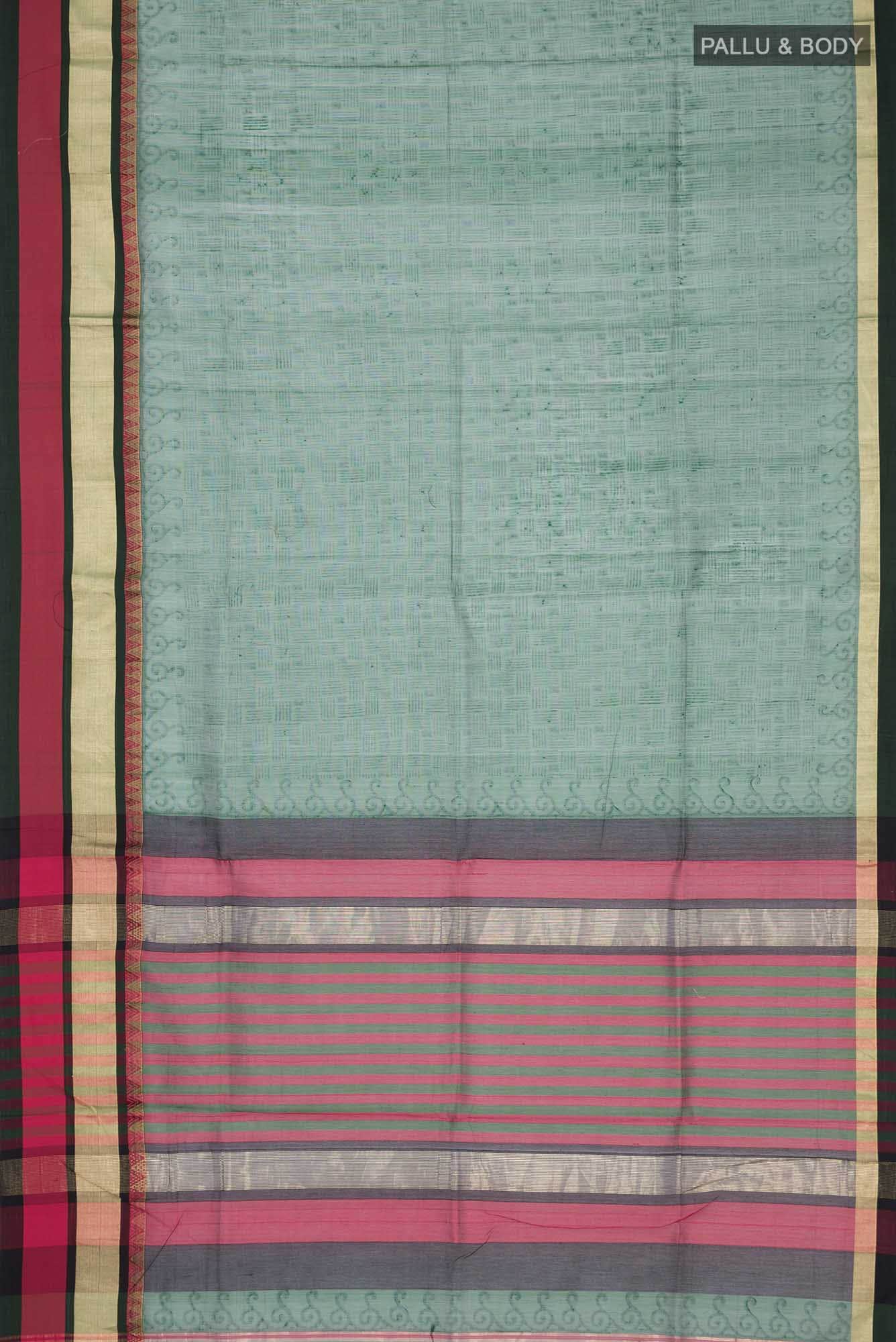 Green Maheshwari Silk Cotton Saree