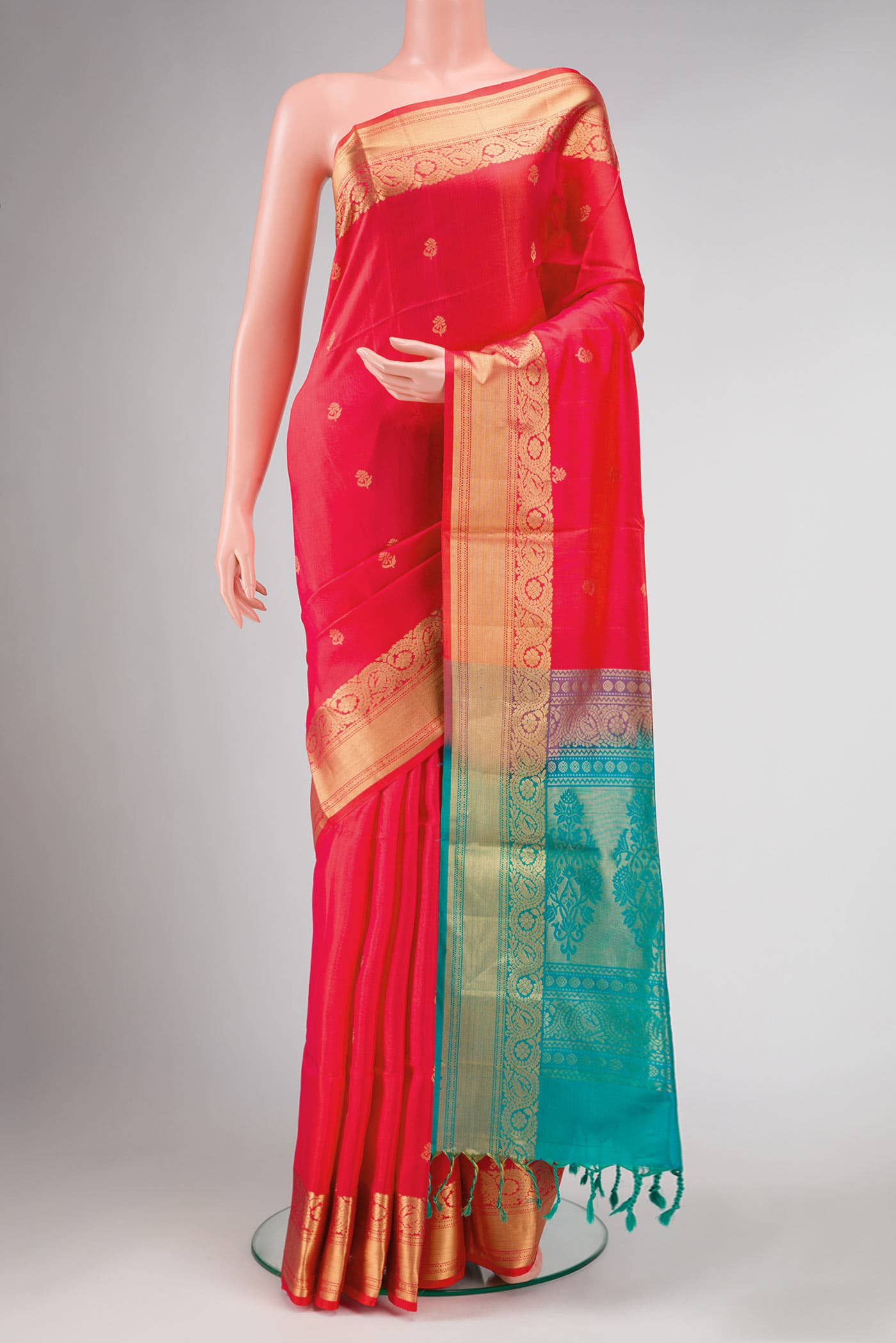 Red Dual Tone Soft Silk Saree