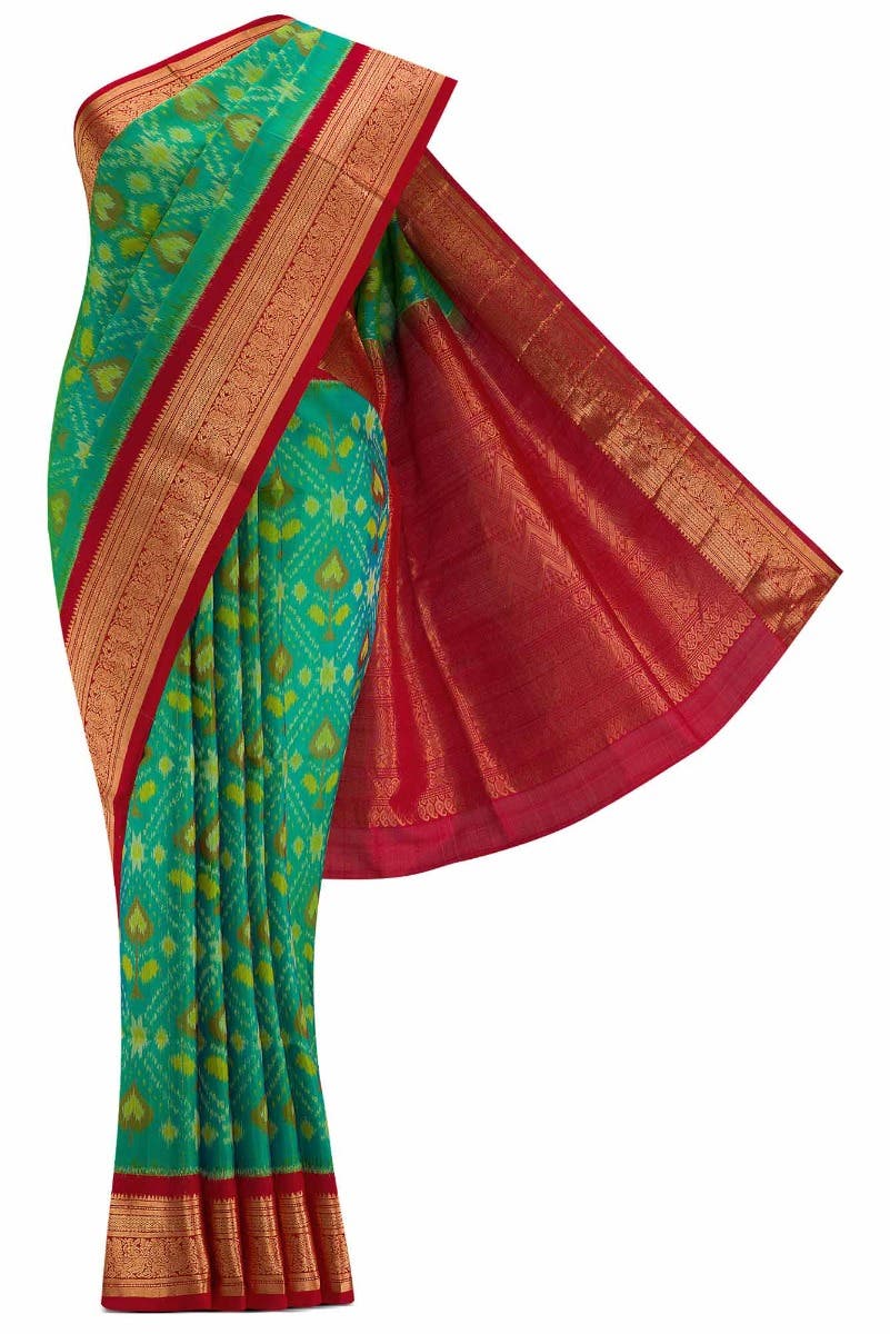 Green Dual Tone Soft Silk Saree