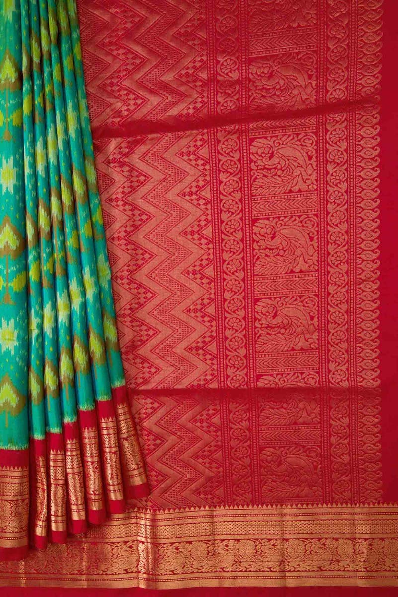 Green Dual Tone Soft Silk Saree