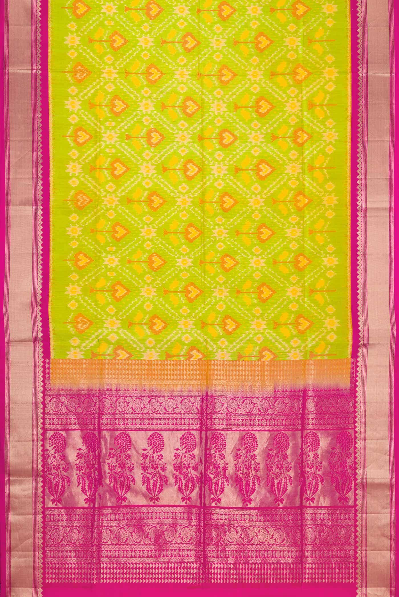Parrot Green Dual Tone Soft Silk Saree