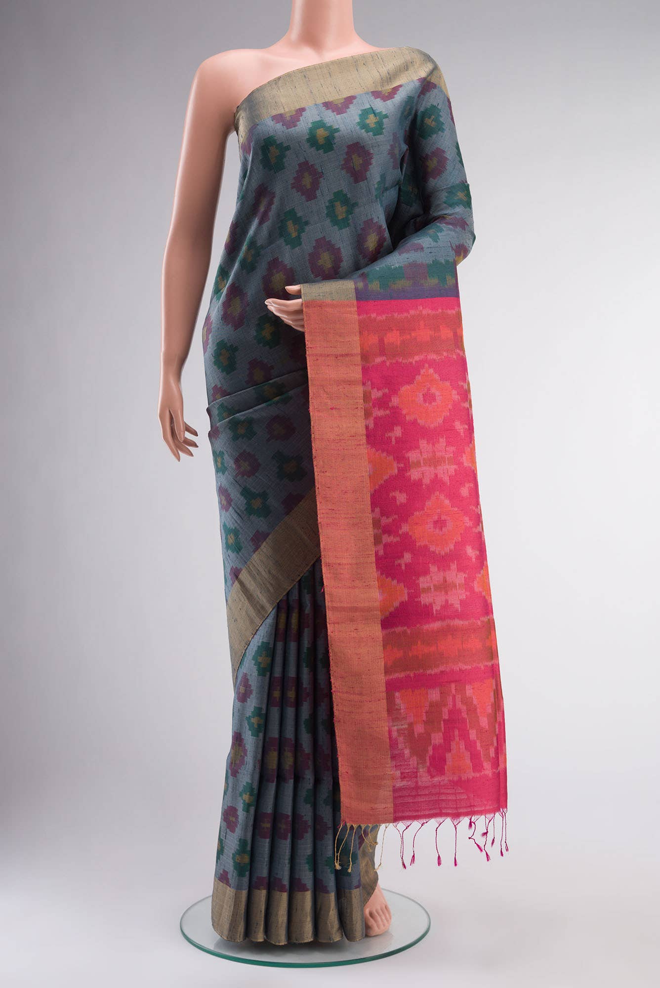 Grey Raw Silk Saree