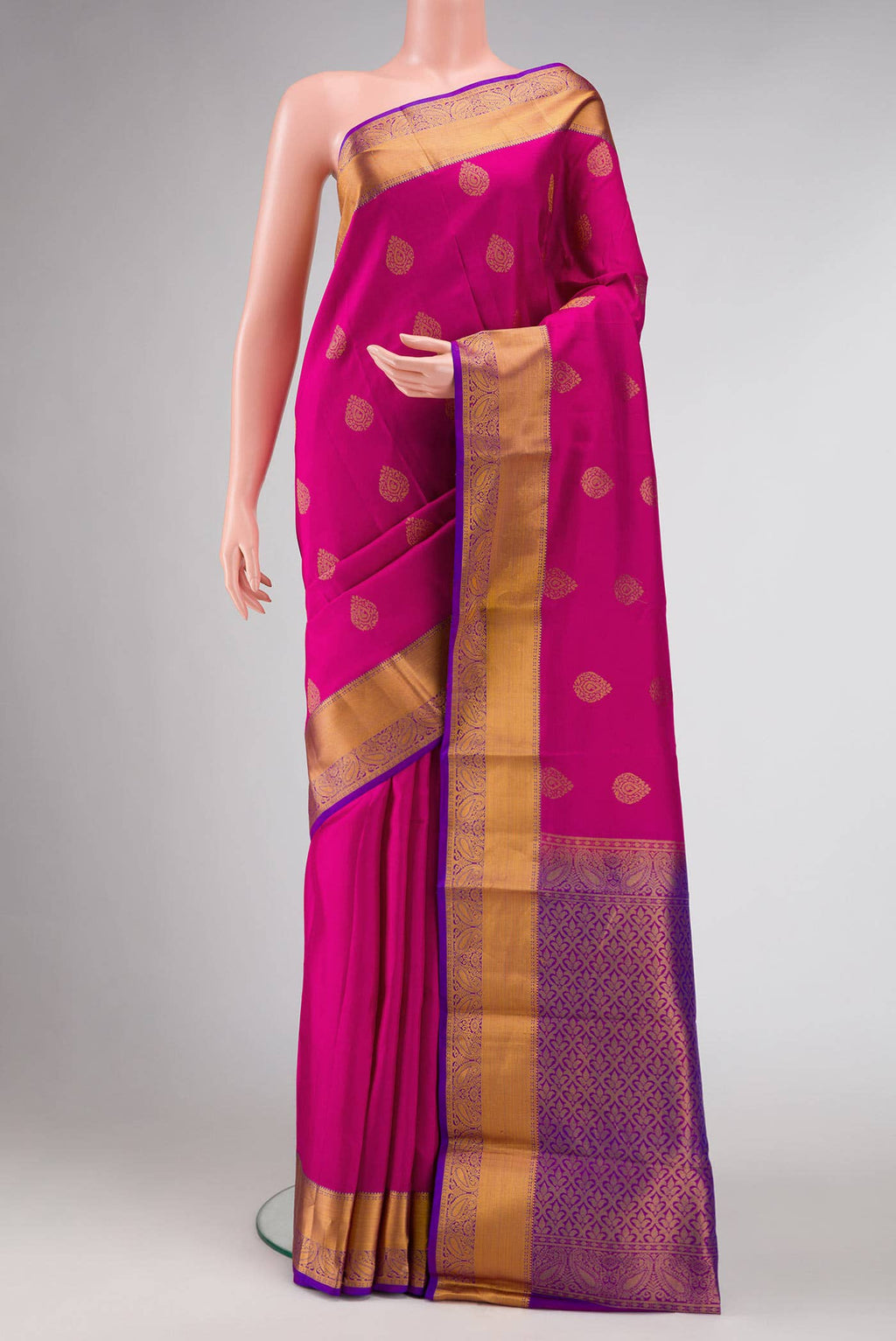 Dark Pink Kanchipuram Silk Saree