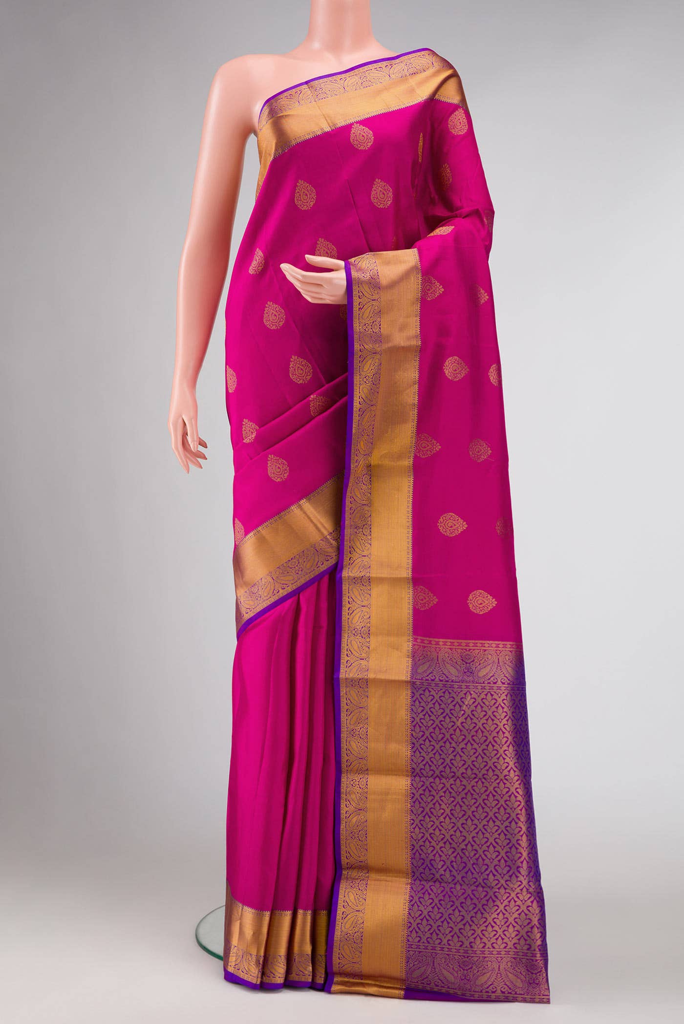 Dark Pink Kanchipuram Silk Saree