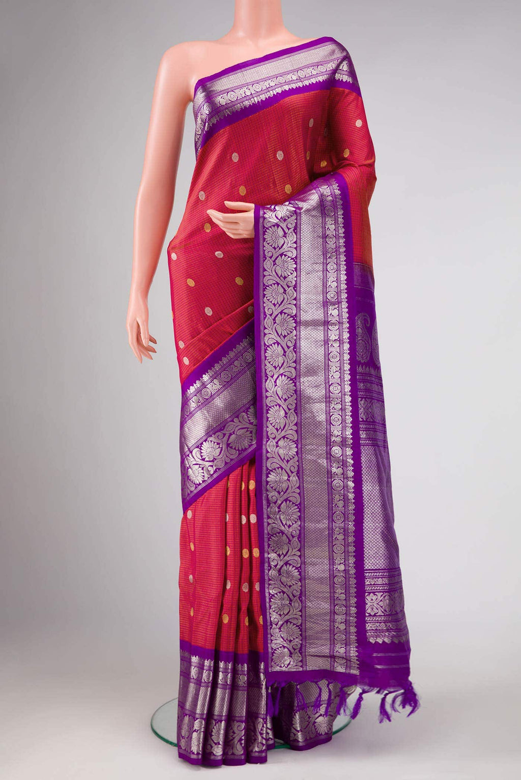 Rani Pink Dual Tone Gadwal Silk Saree