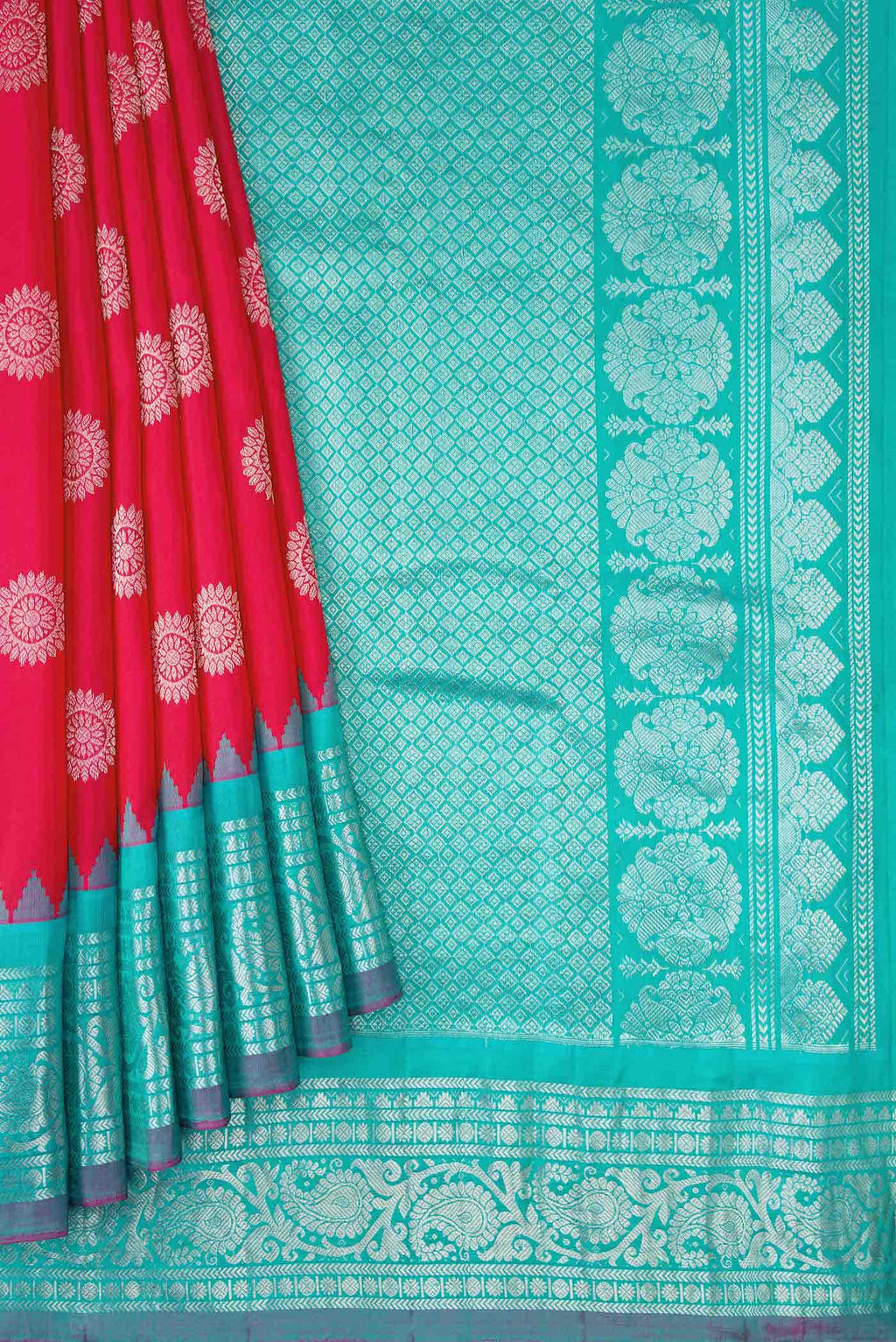 Dark Pink Dual Tone Gadwal Silk Saree